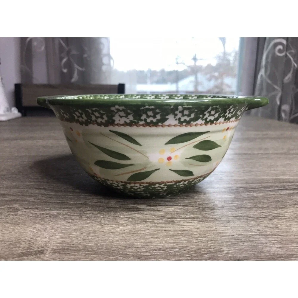 Temptations Bakeware Old World Green 1 Qt Bowl With Wire Basket